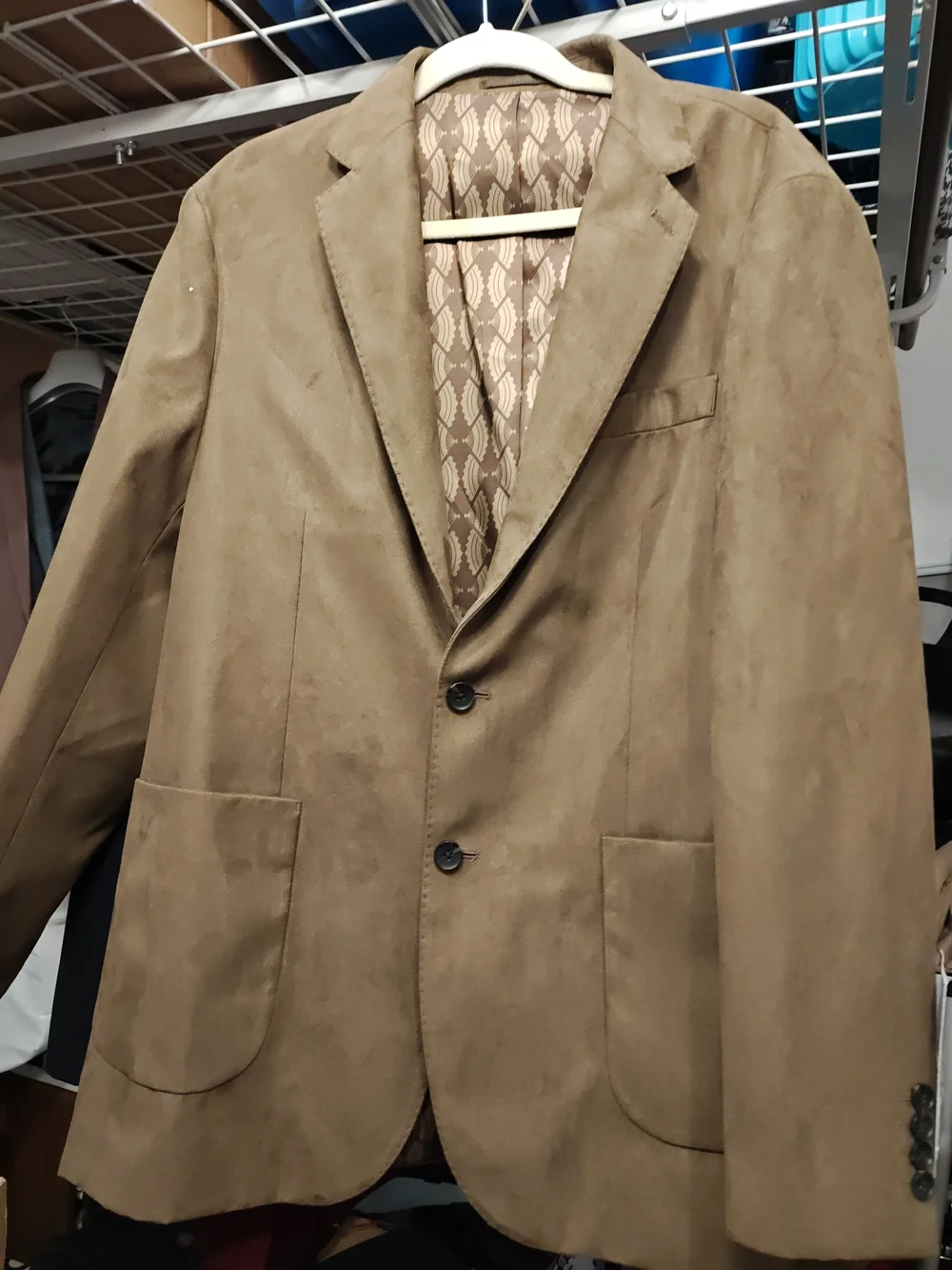 Men's Tan Suede-Style Blazer Sport Coat